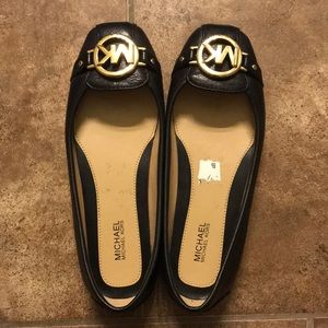 New Michael Kors Black Leather Flats Shoes 5.5